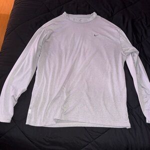 Nike Men's Light Gray Long Sleeve Dri-Fit Tee